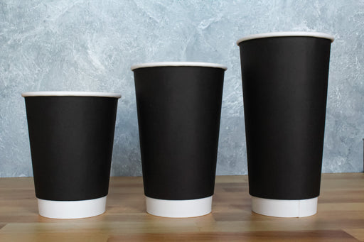 12/16/20oz black paper hot cup double wall 