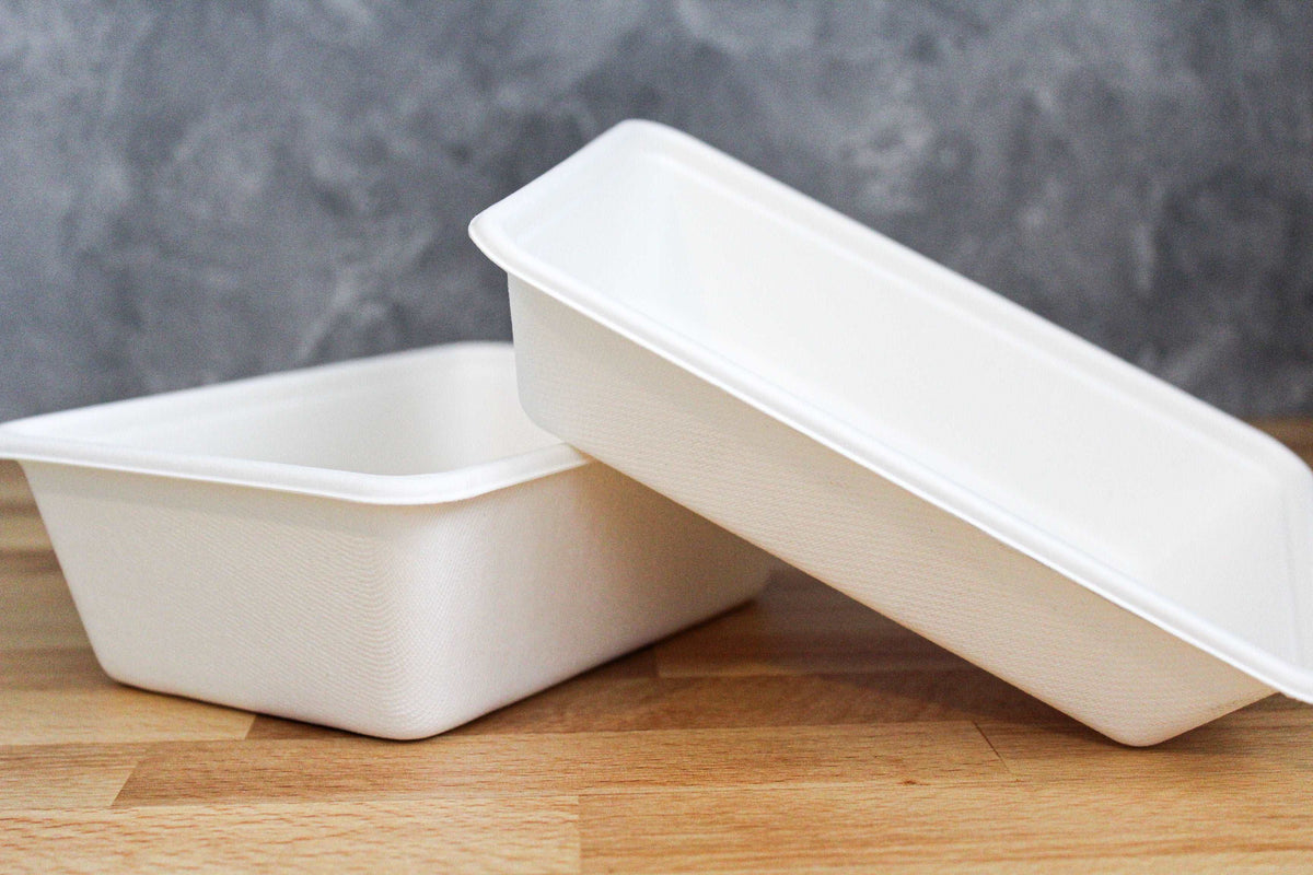 27oz Disposable Rectangular Fiber Container (800pcs) | PFAS-Free