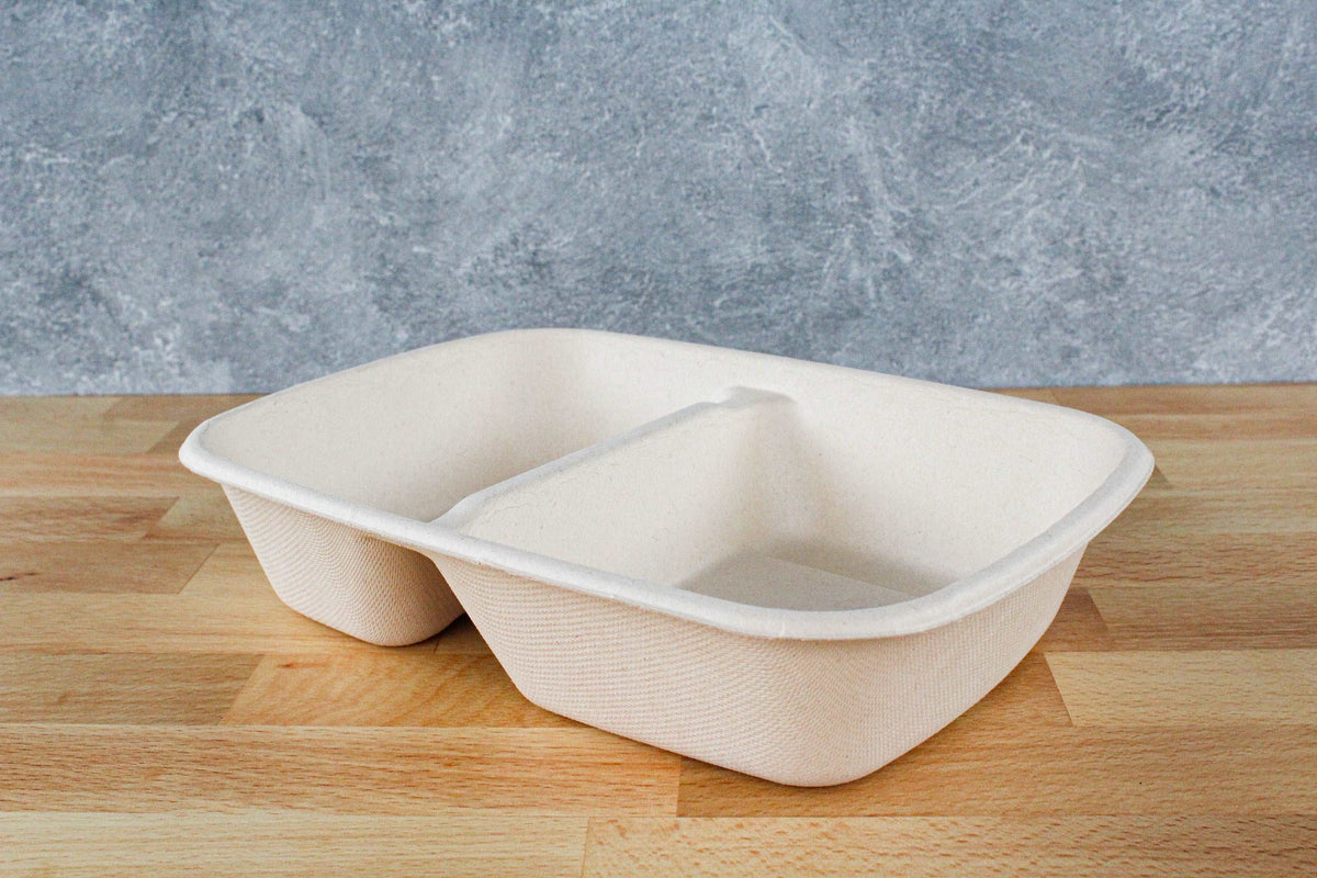 30oz 2-Compt Rectangular Fiber Container (300pcs) | Compostable — This ...
