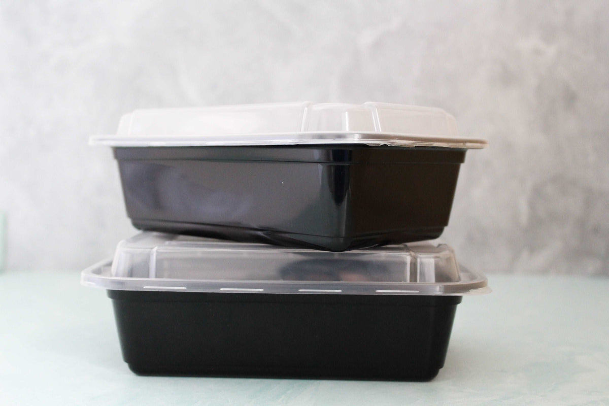 12 oz Plastic Rectangular Container with Lid (150pcs)