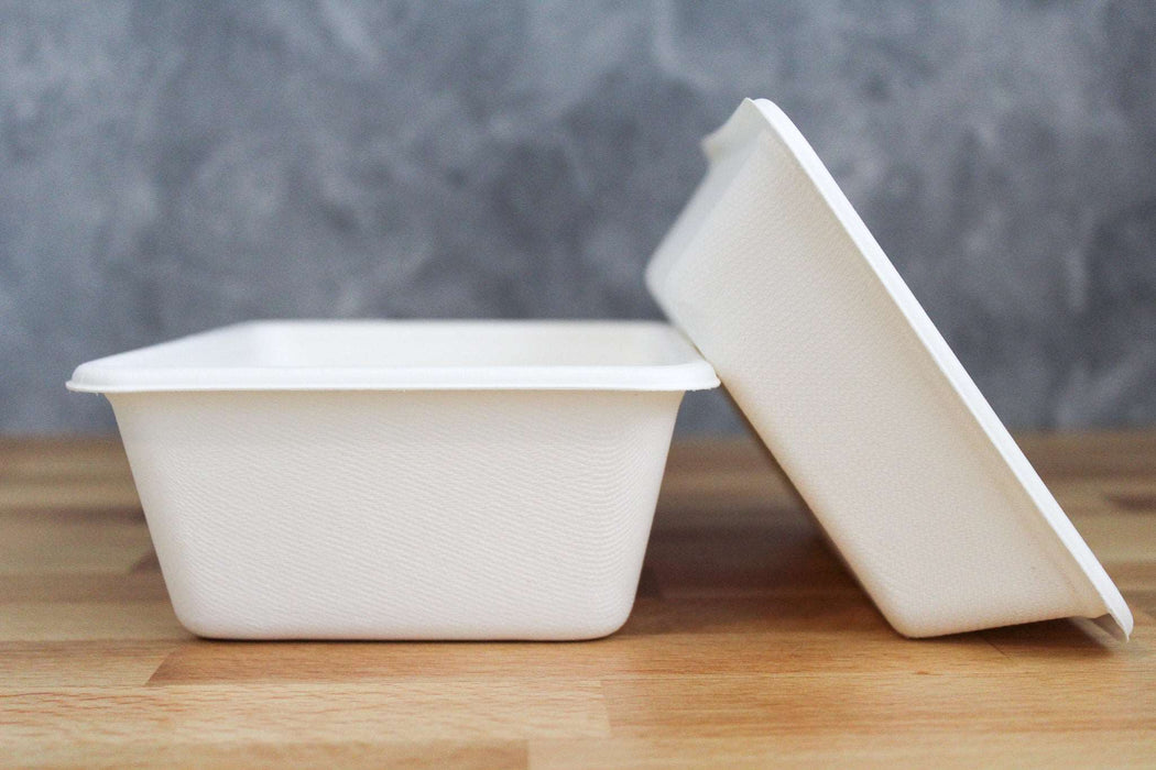 32oz Disposable Rectangular Fiber Container (800pcs) | PFAS-Free | Com ...