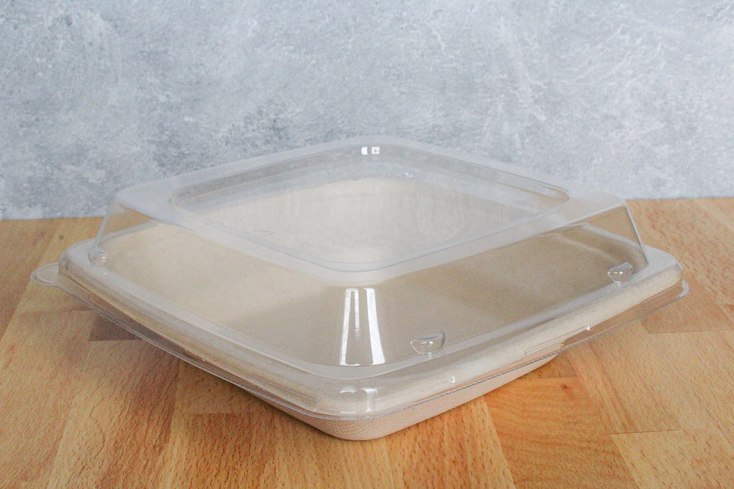 Clear  Square Lid for 32oz Square Molded Fiber Tray | PET Plastic | 300pcs