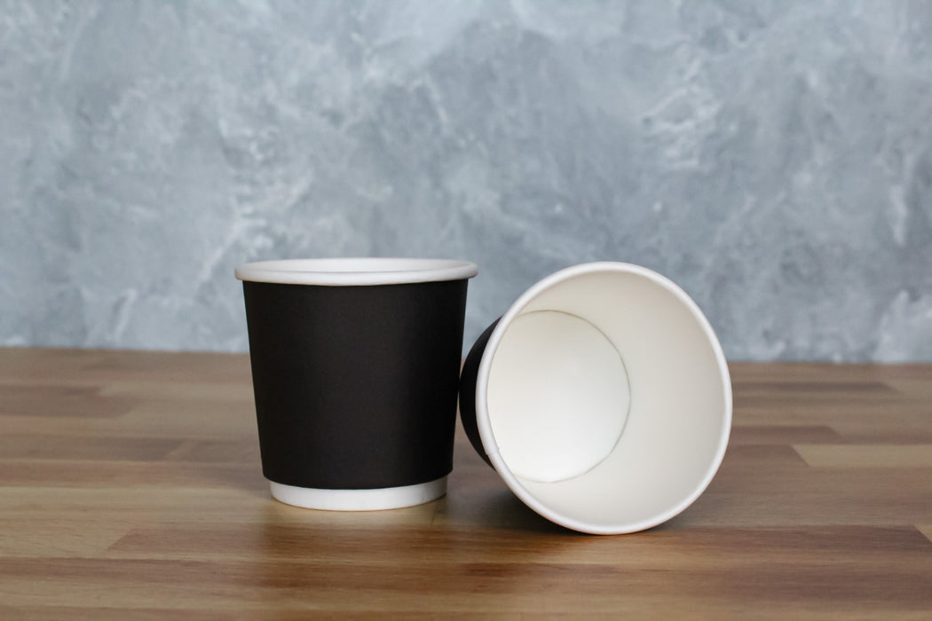 4oz Black Paper Hot Cup (1000pcs) | Double Wall | Disposable | Espresso Cup