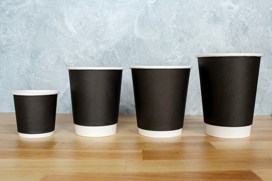 4oz/8oz/10oz/12oz black double wall paper cups
