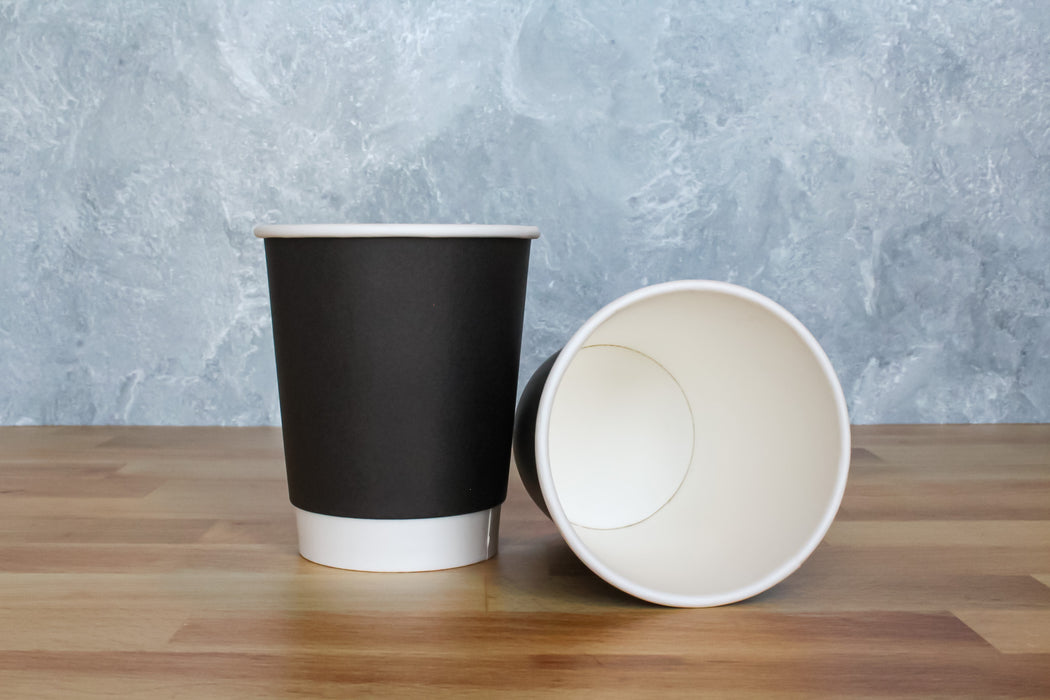 8oz black double wall paper cup