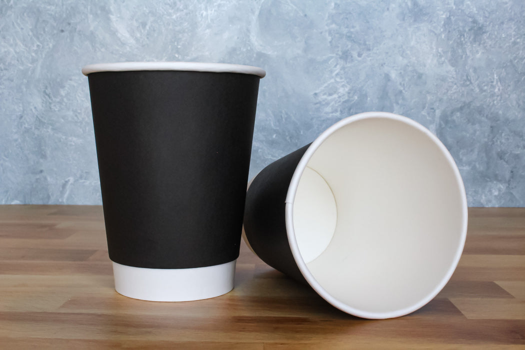 12oz double wall black cup 