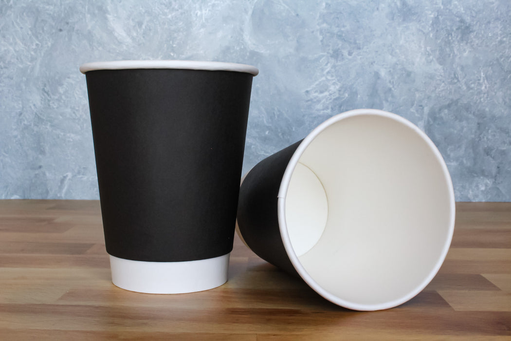 12oz Black Paper Hot Cup (500pcs) | Double Wall | Disposable Paper Cup ...