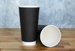 20oz black double wall hot cup