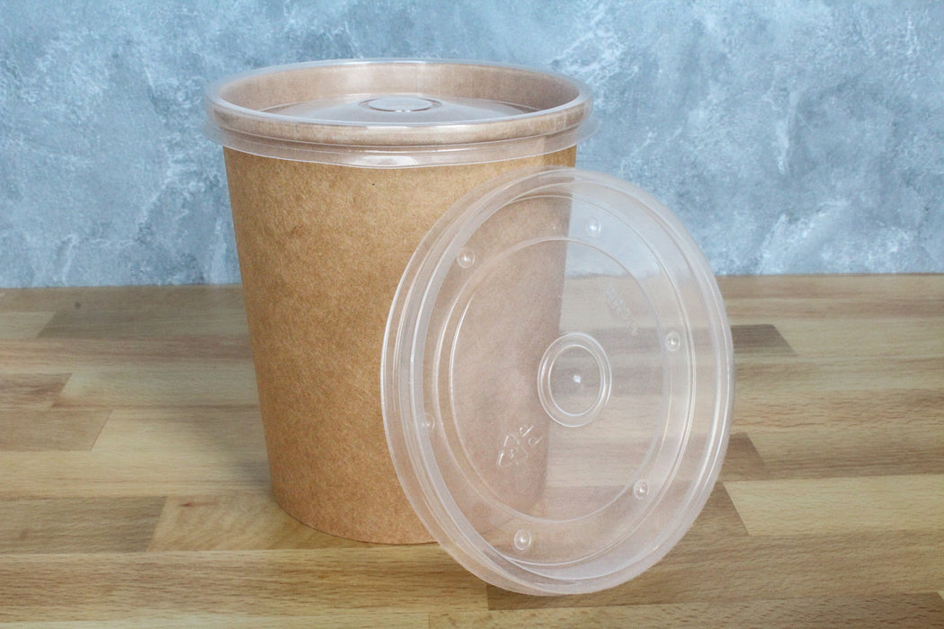 Clear Lid for Kraft Paper Soup Bowl (500pcs) | Fits 24oz/32oz Container | Leak-Proof
