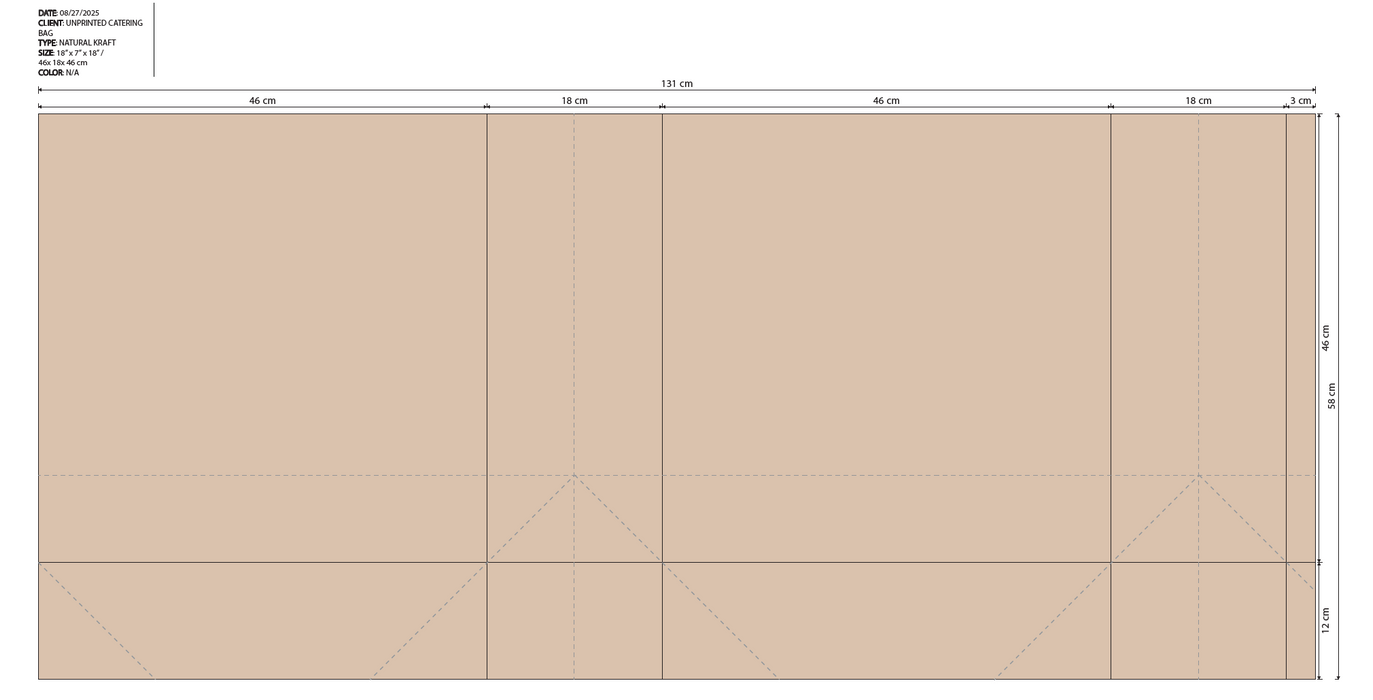 (PRE-PAID) Unprinted Kraft Catering Bag - Natural - Paper Twist Handles