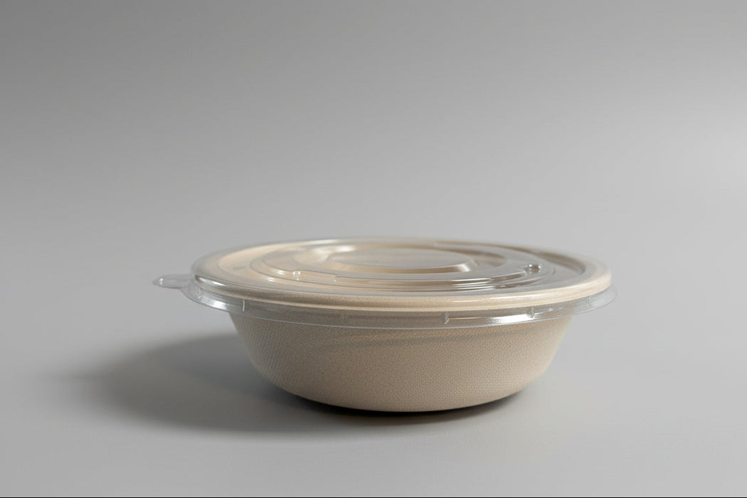 Clear Flat Lid for 24/32oz Round Fiber Bowl (500pcs) | PET Lid | Leak-Proof