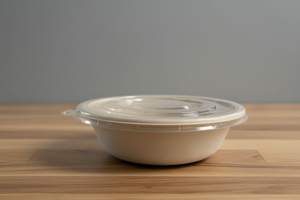 Clear Flat Lid for 24/32oz Round Fiber Bowl (500pcs) | PET Lid | Leak-Proof