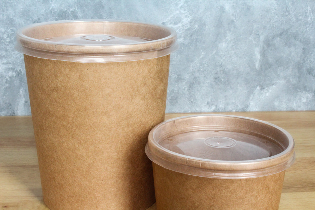 Clear Lid for Kraft Paper Soup Bowl (500pcs) | Fits 24oz/32oz Container | Leak-Proof