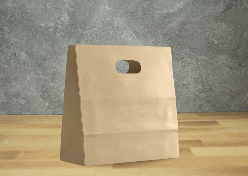 Kraft Paper Take-Out Bag (500pcs) Die-Cut Handle 11