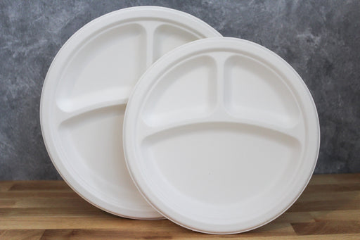 10" Molded Fiber Plate -  3 Compartment - 500 count - This Element Inc.